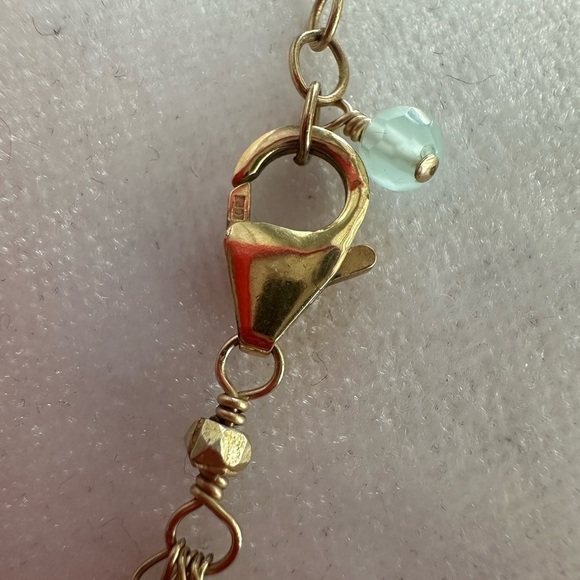 Apatite Gemstone Necklace on Five Gold Filled Chains.  Delicate look. - Picture 6 of 10